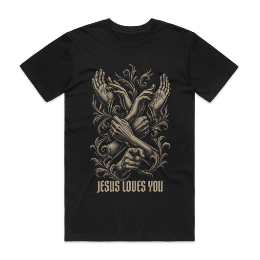Jesus Loves You ASL - Black Heavyweight Tee