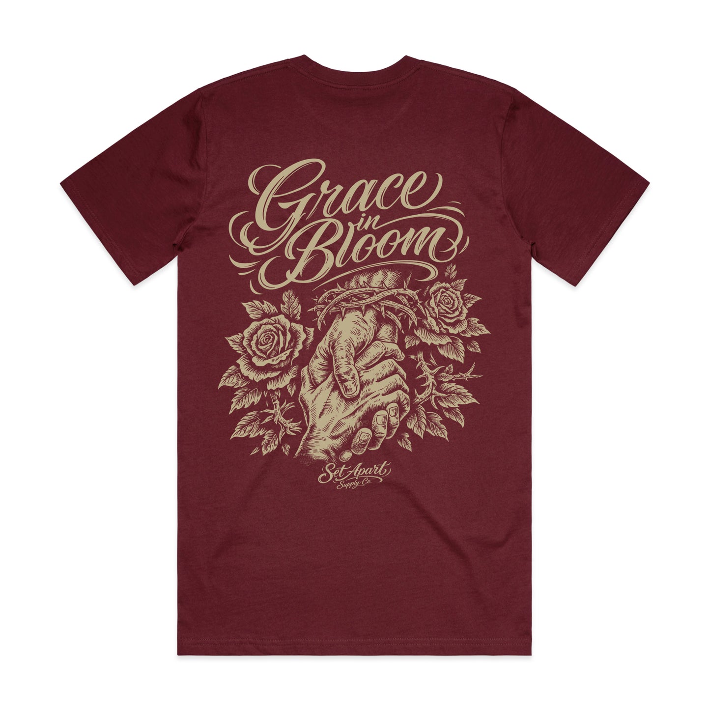 Grace In Bloom - Burgundy Heavyweight Tee