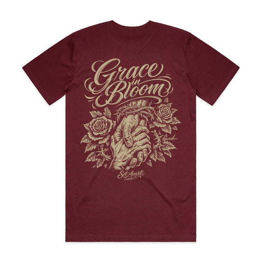 Grace In Bloom - Burgundy Heavyweight Tee