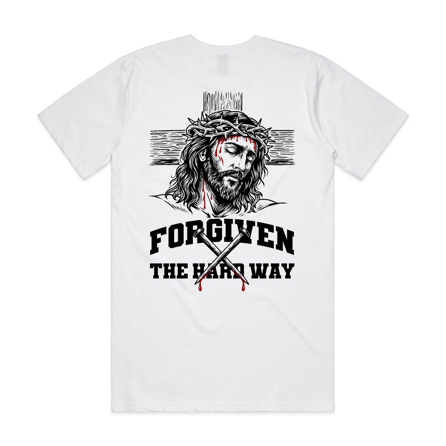 Forgiven The Hard Way White Tee