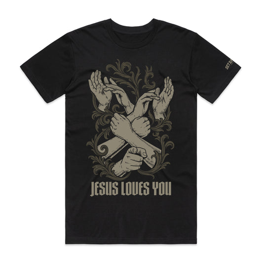 Jesus Loves You ASL Black Tee