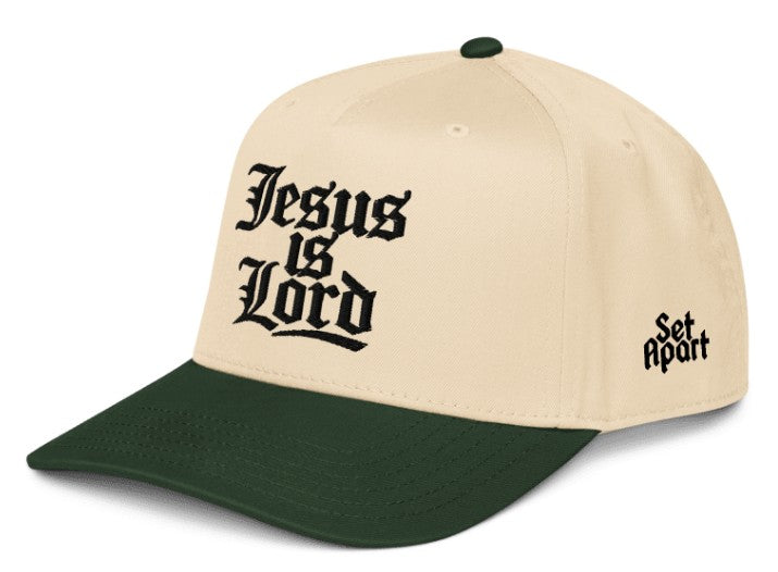 Jesus Is Lord on Green/Natural 5 Panel Snapback Baseball Cap