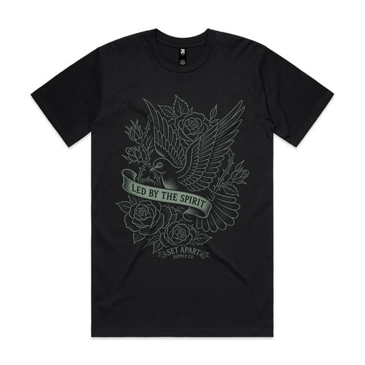 Led By The Spirit - Black Heavyweight Tee